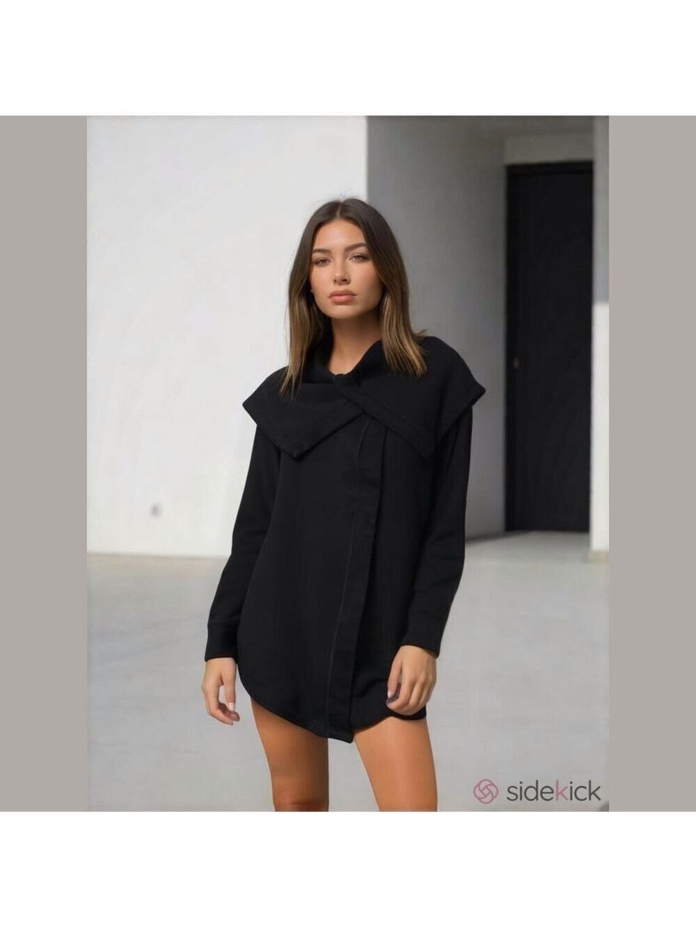 Z by Zella Shooting Star Draped Collar Cape Cardigan Jacket Black Medium